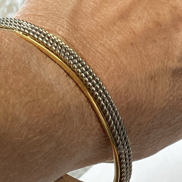 Vintage Magnetic Bracelet Mixed Tone Mesh Cuff Bangle Unisex Adjustable L/XL - Picture 1 of 9